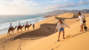 sunset sandboarding