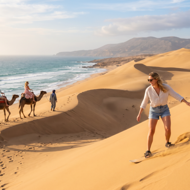Sunset Sandboarding, Camel Ride & Moroccan BBQ Dinner